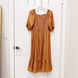 Baltic Born Mustard Gold Floral Midi Dress - M